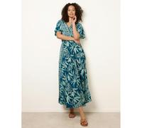 Blue Vanilla Women's Teal Wrap Over Angel Sleeve Shirred Maxi Dress | Size: Medium/Large Blue Vanilla Teal M/L