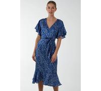Blue Vanilla Wrap Ruffle Tiered Midi Dress In Navy Navy 12