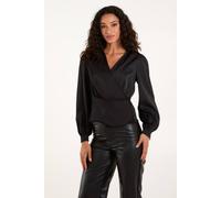 Blue Vanilla Wrap Shirt Top In Black Black 10