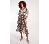 Blue Vanilla Wrapover Pleat Dress In Khaki Khaki S