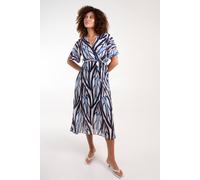 Blue Vanilla Wrapover Pleat Dress In Navy Navy L