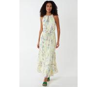 Blue Vanilla Yellow Halterneck Tiered Shirred Waist Dress Yellow 14