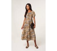 Blue Vanilla Yellow Scoop Neck Paisley Dress Yellow L