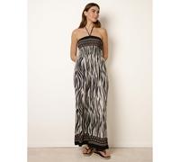 Blue Vanilla Women's Black Zebra Print Halter Neck Shirred Waist Jumpsuit | Size: S/M Blue Vanilla Black S/M