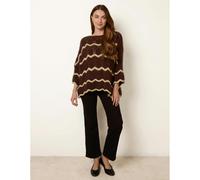 Blue Vanilla Women's Brown Zig Zag Metallic Jumper Blue Vanilla Brown One Size