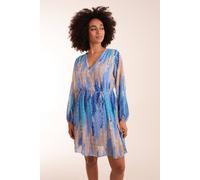Blue Vanilla Zig Zag Printed Belted Dress Blue