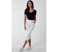 Blue Vanilla Women's Zip Detail Crop Trouser in White | Size: 16