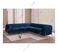 (Blue Velvet, 5 Seater Corner Sofa) SnoozeOnline Velvet Corner Sofa Chesterfield 4/5/6 Seater Corner Settee Chaise Lounge Couch Sofa For Living Room