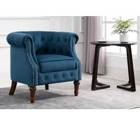 Blue Velvet Armchair Birlea Freya Easy Accent Fabric Chesterfield Design