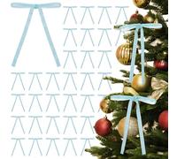 Blue Velvet Bows for Christmas Tree, 30 PCS Small Christmas Bows Decorations, Premade Teal Velvet Bow Ornaments for Xmas Tree, Garland, Wreaths, Holiday, Crafts, Gift Wrapping - 3/8'' Wide, 5 × 7 inch