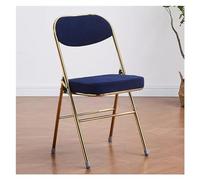 Blue Velvet Folding Chair - Foldable Office Stool with Thick Padded Seat Steel e Ideal for Dining Study Living Room & Events - table Visitor Seating