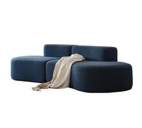 Blue Velvet Modular Sectional SofaCurved Boneless Design Space Saving 2.8m Double Seat for Living Room Bedroom StudioStylish and Comfortable Couch