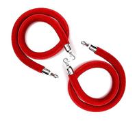 Blue Velvet Queue Rope Set - 2 Pcs, 8ft Crowd Control Barriers with Silver Hooks, Premium Event Ropes for Red Carpet Poles, Elegant Queue Management Solution