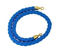 Blue Velvet Rope Stanchions - 4pcs Hemp Braided Crowd Control Barriers with Polished Gold Hooks for Events Movie Theaters Parties & Red Carpet Setup