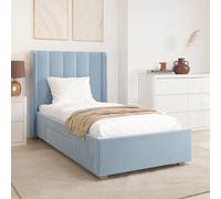 Blue Velvet Single Bed Frame with Storage Drawer - Phoebe