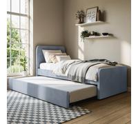 Blue Velvet Single Guest Bed with Trundle - Layla