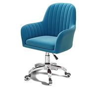 Blue Velvet Swivel Desk Chair Adjustable 360° omic Office Chair with Armrests Comfortable Cuter Work Chair for Bedroom and Study