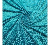 Blue Velvet Velour Floral Devore Burnout Stretch Dress Craft Fabric 58" - 150 cm Wide Sold As Pre - Cut Lengths