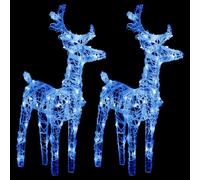 vidaXL Christmas Reindeers 2 pcs Blue 80 LEDs Acrylic UK NEW