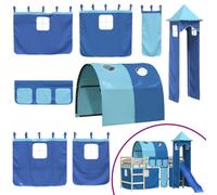 vidaXL Loft Bed Curtains with Tunnel and Tower, Blackout Curtain for Children Kids Baby Game House, Bed Canopy, Privacy Underbed Curtains, Blue