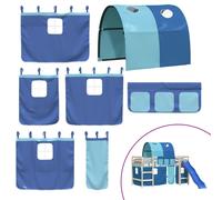 vidaXL Loft Bed Curtains with Tunnel | Durable 100% Polyester Material | Blue, Fun-Filled, Interactive Design | Features Three-Pocket Curtain for Additional Storage