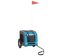 vidaXL Bicycle Trailer Dogs Blue and Grey Oxford Fabric and Iron