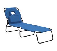 (blue) vidaXL Folding Sun Lounger Sunbed Daybed Oxford Fabric and Powder-coated Steel