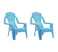 (blue) vidaXL Garden Chairs Patio Outdoor Chair 2 pcs for Children PP Wooden Look
