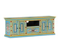 (blue) vidaXL TV Cabinet Hand Painted HiFi Stand Sideboard TV Unit Solid Mango Wood