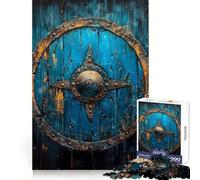 Blue Viking Shield 1000 Piece Jigsaw Puzzles Brain Capacity Leisure Pleasure Secure Lock Birthday Present (38X52CM)