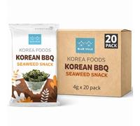 Blue Ville Korean BBQ Seaweed Snacks 4g x 20 Pack - Roasted Seaweed Crisps, Korean Seaweed Snack, Crispy Nori Snack Sheets