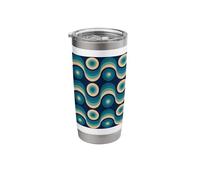 Blue Vintage Abstract Circle Waves Pattern 60s 70s 80s Retro Stainless Steel Insulated Tumbler