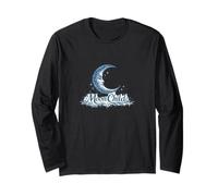 Blue Vintage Crescent Moon Child Celestial Design Long Sleeve T-Shirt