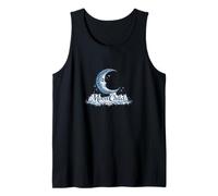 Blue Vintage Crescent Moon Child Celestial Design Tank Top