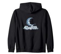 Blue Vintage Crescent Moon Child Celestial Design Zip Hoodie