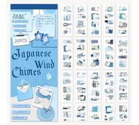 Blue Vintage Journal Stickers, Floral Collage Paper Craft Set, 20 Pieces | Light Blue, White And Pale Grey Details, Typographic, Abstract, Label And Frame Designs, For Scrapbooking And Handmade Cards