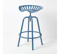 (Blue) Vintage Style Metal Adjustable Tractor Seat Bar Stool