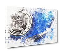 Blue Vinyl Record Watercolour Canvas Print | Gallery Wrapped 30mm Frame Wall Art | 30x20 inches | Ready to Hang | Modern Picture | Living Room Bedroom Lounge Office