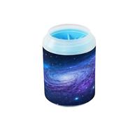 Blue-violet Cosmic Nebula Portable Paw Cleaning Cup Soft Silicone Bristles Feet Cleaning Machine for Small Medium Large Breed Dogs, Cats