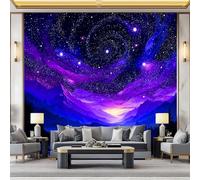 Blue-Violet Wallpaper Mural Poster, Enchanting Fantasy Mountains Forest 3D Panoramic Custom Wallpaper 138 x 101 inch (W x H) - for Living Room Bedroom Decoration