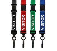Blue Visitor Lanyard By Lanyards Tomorrow | Single Pre-Printed Neck Strap With Safety Pull Breakaway Quick Release Plastic Clips For Key Name Tag Badge Pass Card Holders | ID Lanyards | 1 pc