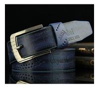 (blue) Vogue Pin Buckle Belt Leisure Fashion Retro Hollow out Clothing Accessories Men's Belt Leather