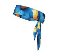 Blue Volleyball Print Sports Head Tie Adjustable Headband For Men And Women, Sweatband For Running, Tennis, Workout, Karate, Ninja, Basketball, And Athletic