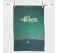 Blue Voyage Cotton Tea Towel - White