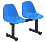 Blue Waiting Room Chairs Set - 2-Seater Outdoor Bench with Backrest, Office Guest Reception Seating, Team & Substitute Bench for Basketball Court