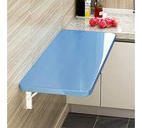 Blue Wall Mounted Drop Leaf Table Space Saving Folding Dining Desk for Home Office Kitchen Compact 120x40 cm Modern Design Easy Installation