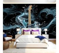 Blue Wall Mural 250 x 180 cm Music Guitar Non-Woven Art Print Wallpaper Mural for Walls Living Room Bedroom TV Background Boys Girls Kids Rooms Decoration