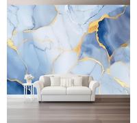 Blue Wallpaper Mural & Home Decor, Abstract Textured Gold Pattern Bedroom Wallpaper - Self-Adhesive Large Wall Murals for Living Room Home Decor 350 x 256 cm（WxH