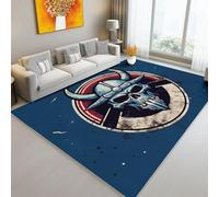 Blue Washable Area Rug 60 x 90 cm, Art Style: Abstract Lines Skulls Non-Slip Rugs Soft Stain Resistant Easy - Floor Carpet for Living Room Bedroom
