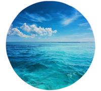 Blue Washable Round Rug Area Rug for Living Room - Nature Ocean Sky Print Large Rug with Upgrade Anti-slip PVC Material for Bedroom Classic Round Carpet Non Shedding, 90 cm